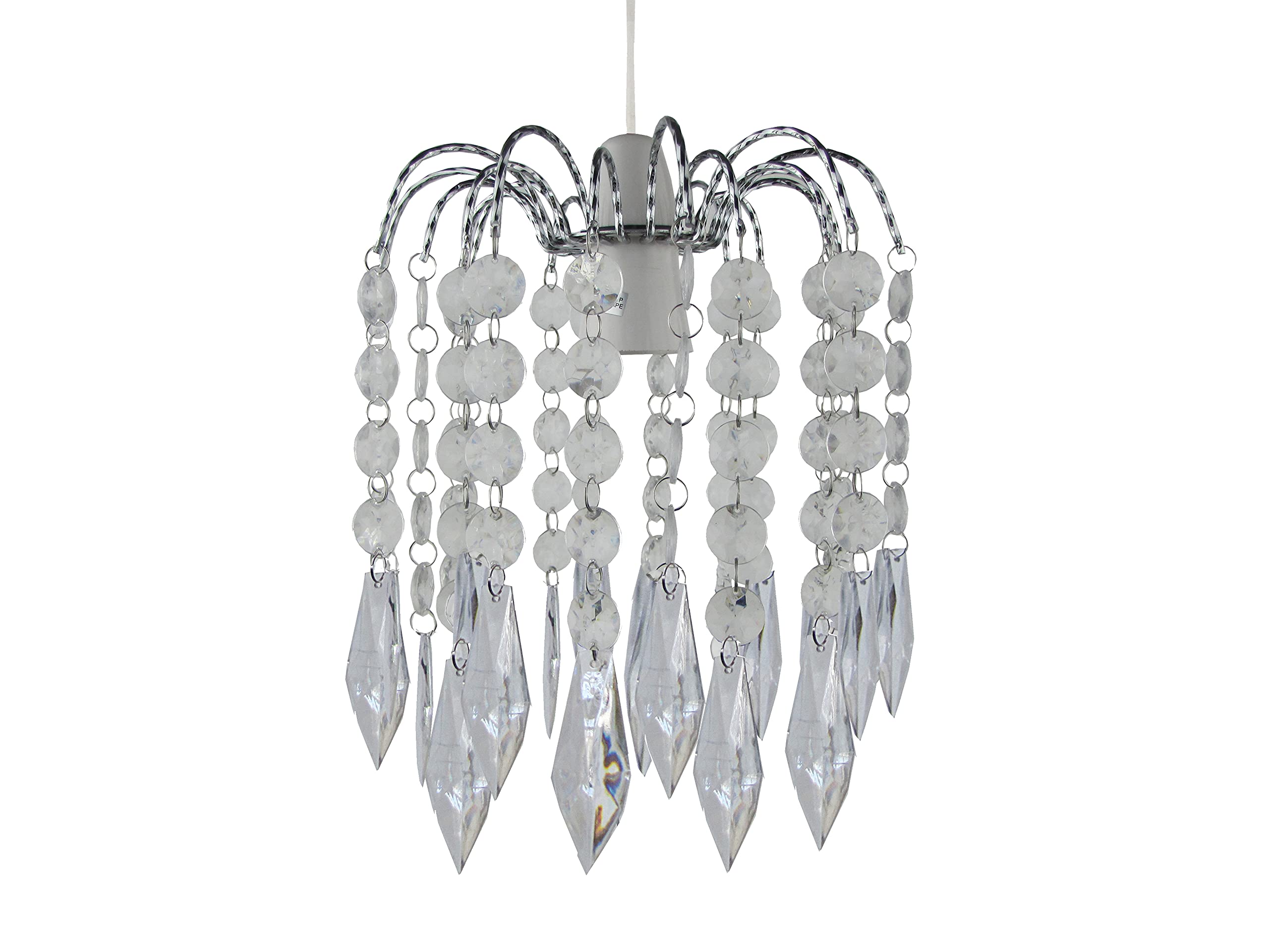 Loxton Lighting Polished Chrome Easy Fit Chrome Crystal Effect Fountain Pendant Lampshade (2 Tier - 20Cm Dia')