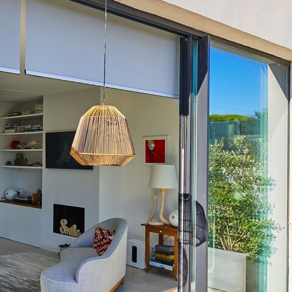 Lumisky MAYA Suspension solaire bohème LED blanc chaud H39cm vannerie tressée