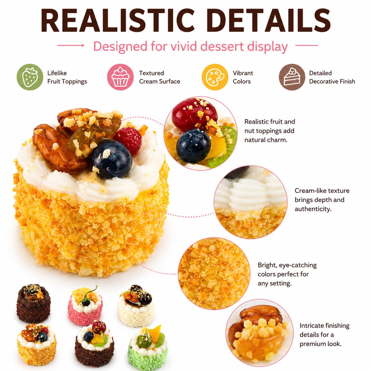 Falso Cake Modello Panificio Armadi Display Simulazione Dessert Artificiale Modello Partito Fotografia Puntelli Decorazione 6 Pz