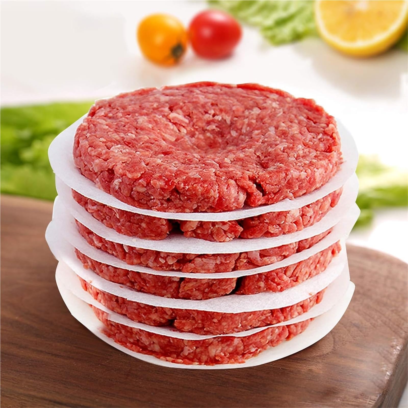 Carta da gastronomia Carta for hamburger, fogli quadrati di carta da forno antiaderente for separare, pressa for hamburger, involtini di manzo(Rectangle-14x9CM,300pcs)