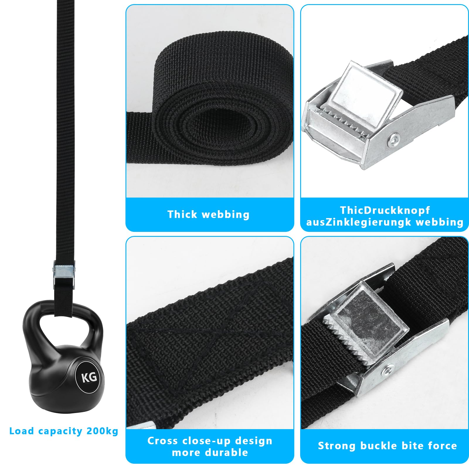 5 sztuk Pasy zapięciowe, krótkie, czarne, 25 mm x 1,5 m,do Thule na rowery, | pasek mocujący, regulowane pasy naciągowe z zapinką do rowerów, motocykli, samochodów, bagażu, kempingu, z gwizdkiem