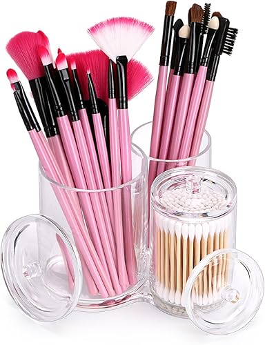 Miniatura 3 de Hipiwe - Soporte para hisopos de algodón acrílico transparente de calidad preminm, contenedor redondo de algodón con punta Q organizar, estuche para