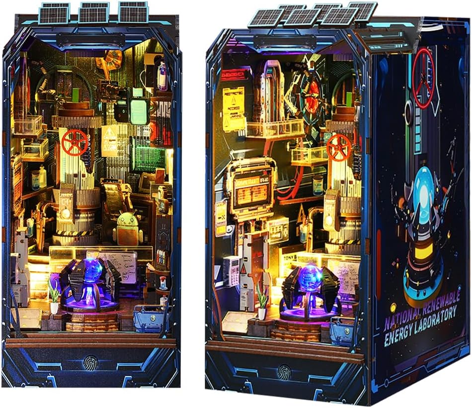 DIY Book Nook Kit,3D Wooden Puzzle Dollhouse Kit Booknook Miniature Kit DIY Book Nook Kits for Adults and Teens Tiny House Bookshop Memories Model (Laboratory)