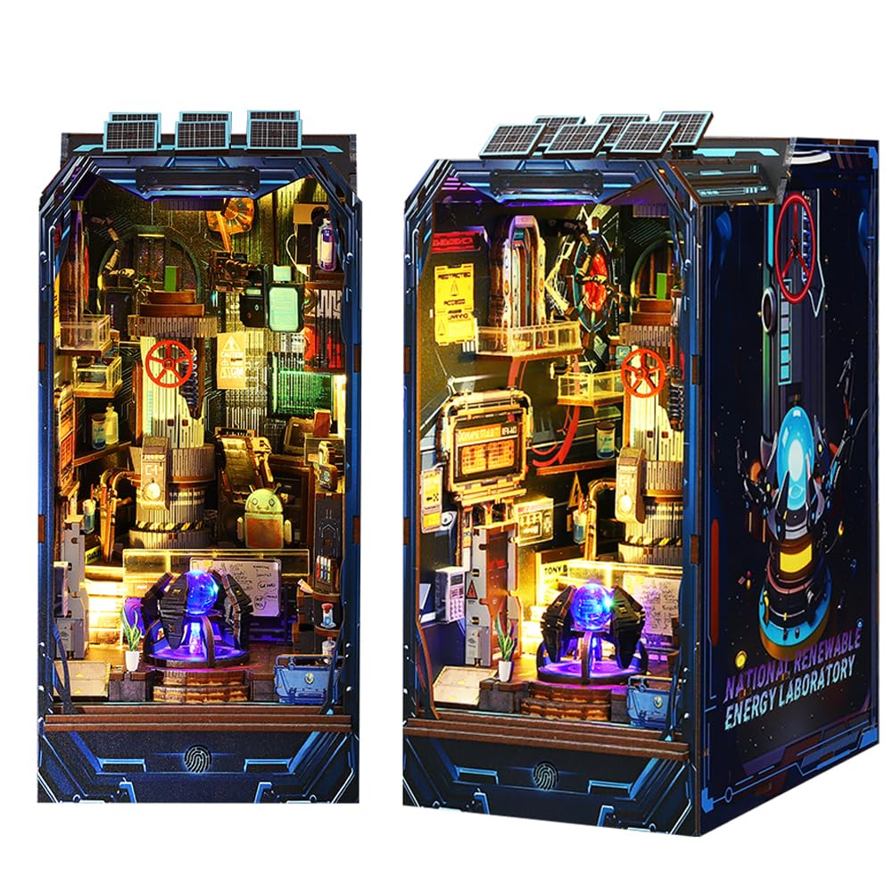 DIY Book Nook Kit,3D Wooden Puzzle Dollhouse Kit Booknook Miniature Kit DIY Book Nook Kits for Adults and Teens Tiny House Bookshop Memories Model (Laboratory)