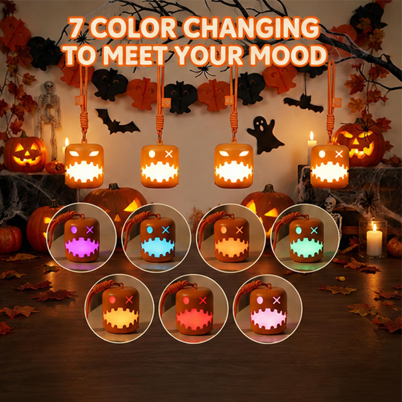 Calabaza Luminosa de Halloween (Jack-o'-Lantern) de 4 Pulgadas，1pcs