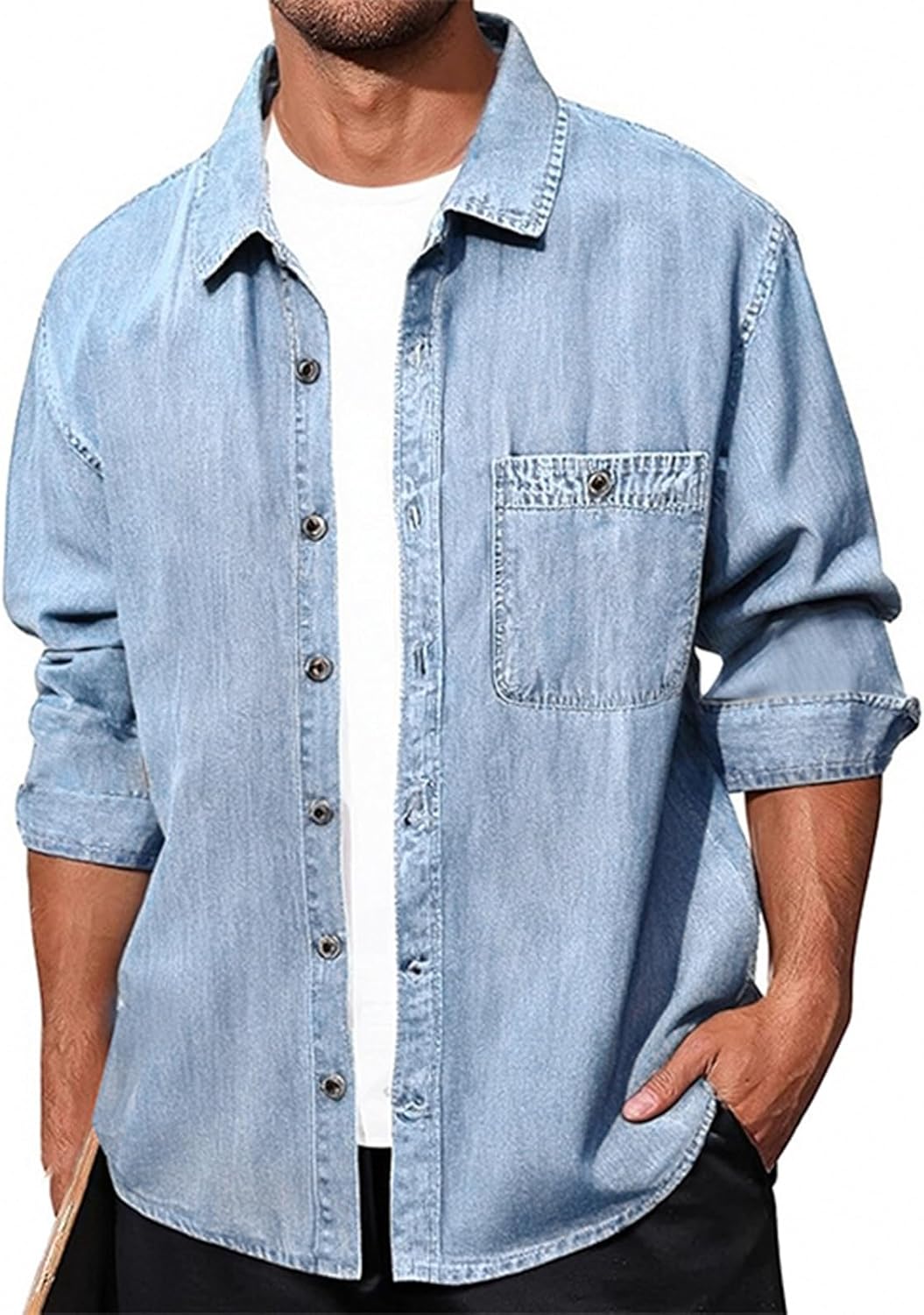 Mens Lightweight Jackets Casual Denim Jacket Solid Jamaica Ubuy - Main Image