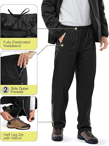 Miniatura 22 de 33,000ft Traje de lluvia para hombre, plegable, impermeable, ligero, para golf, senderismo, ciclismo, 2 piezas (chaquetas y pantalones)