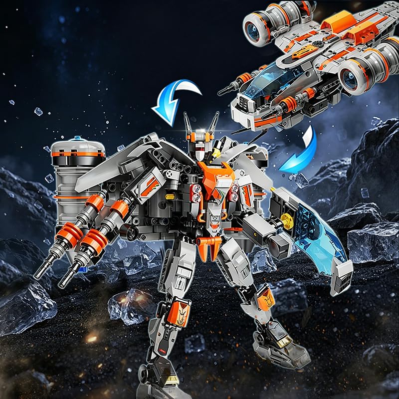 Image of SKY LINE OCEAN 2-in-1 Space Plane Building Block Set (Model 9315), 692+ PCS Transforming Aircraft & Spacecraft Kit, STEM Construction Toy Gift for Kids & Teens | 5 Year Structural Warranty