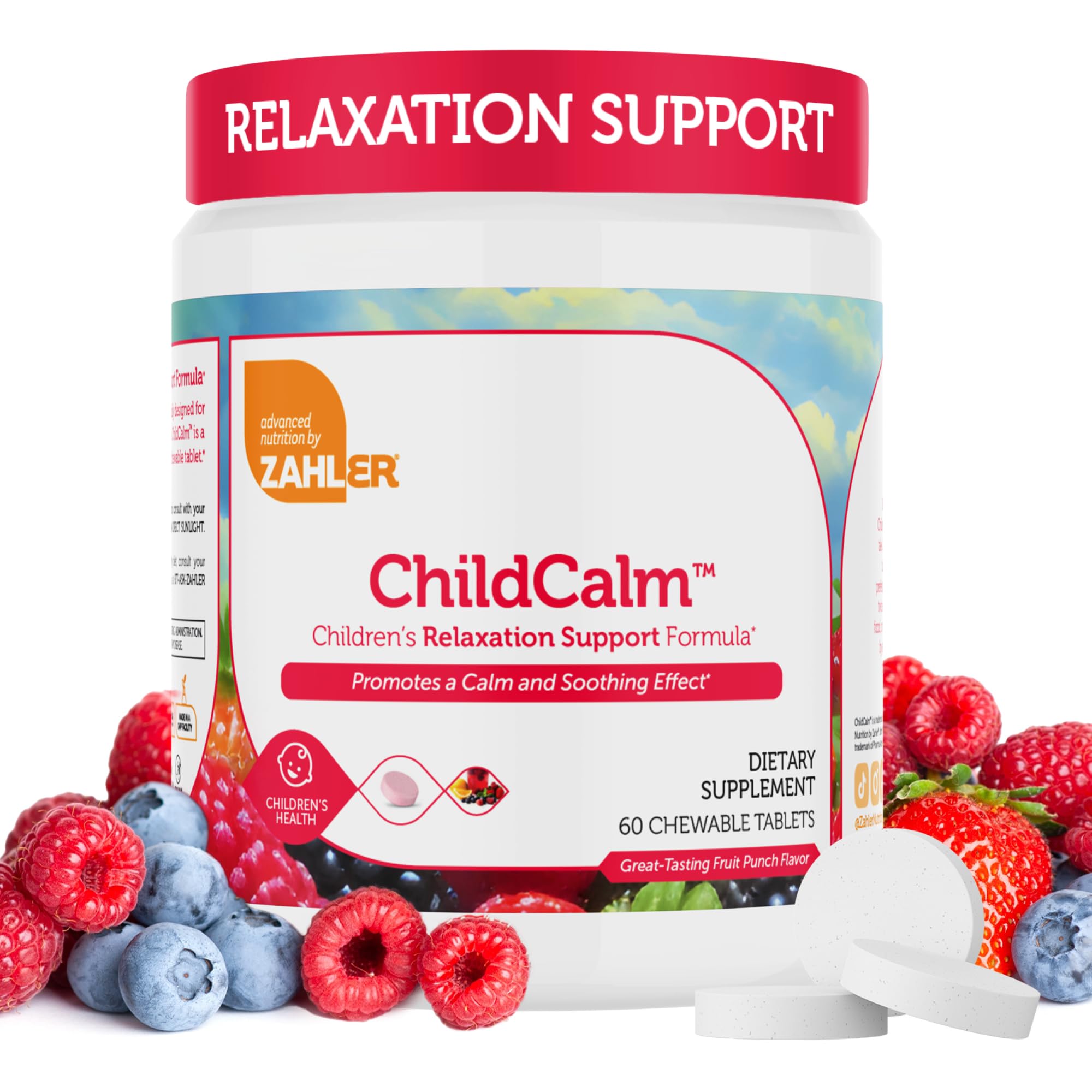 ZahlerChildCalm, Chewable Magnesium Calming and Relaxation Aid for Kids, Children's Calm Magnesium Supplement, Certified Halal, 60 Chewable Tablets