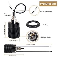 Vista 3 de TWDRTDD US E26 - Enchufe de fijación con rosca fenólica (Bakelita), base media con cable de 3.9 pulgadas, soporte de lámpara estándar TWDRTDD US E26