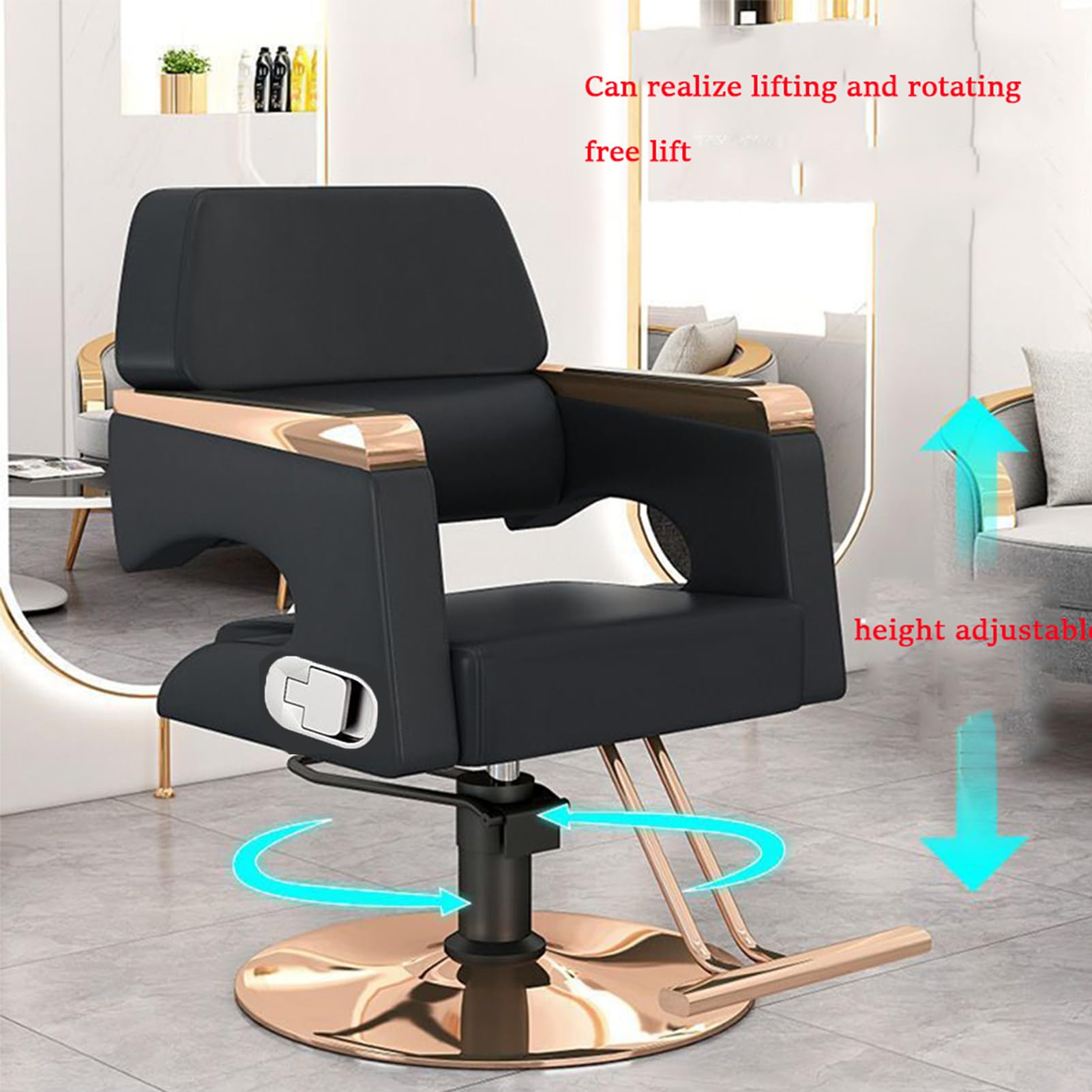 Regulowane krzesło fryzjerskie z pompą hydrauliczną obracany o 360° zagłówek rozkładany wyposażenie salonu krzesło fryzjerskie ze sztucznej skóry do profesjonalnego użytku