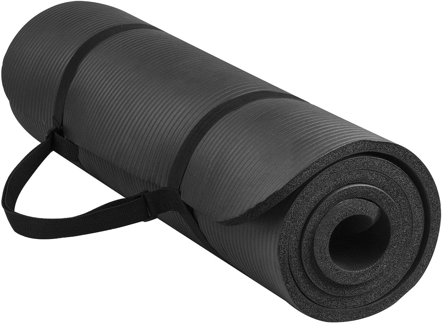 Dorsa Non Slip Yoga Mat 10Mm Thick Nbr Gym Home Mat Exercise Mat Sport Mat 183 X 61Cm Black