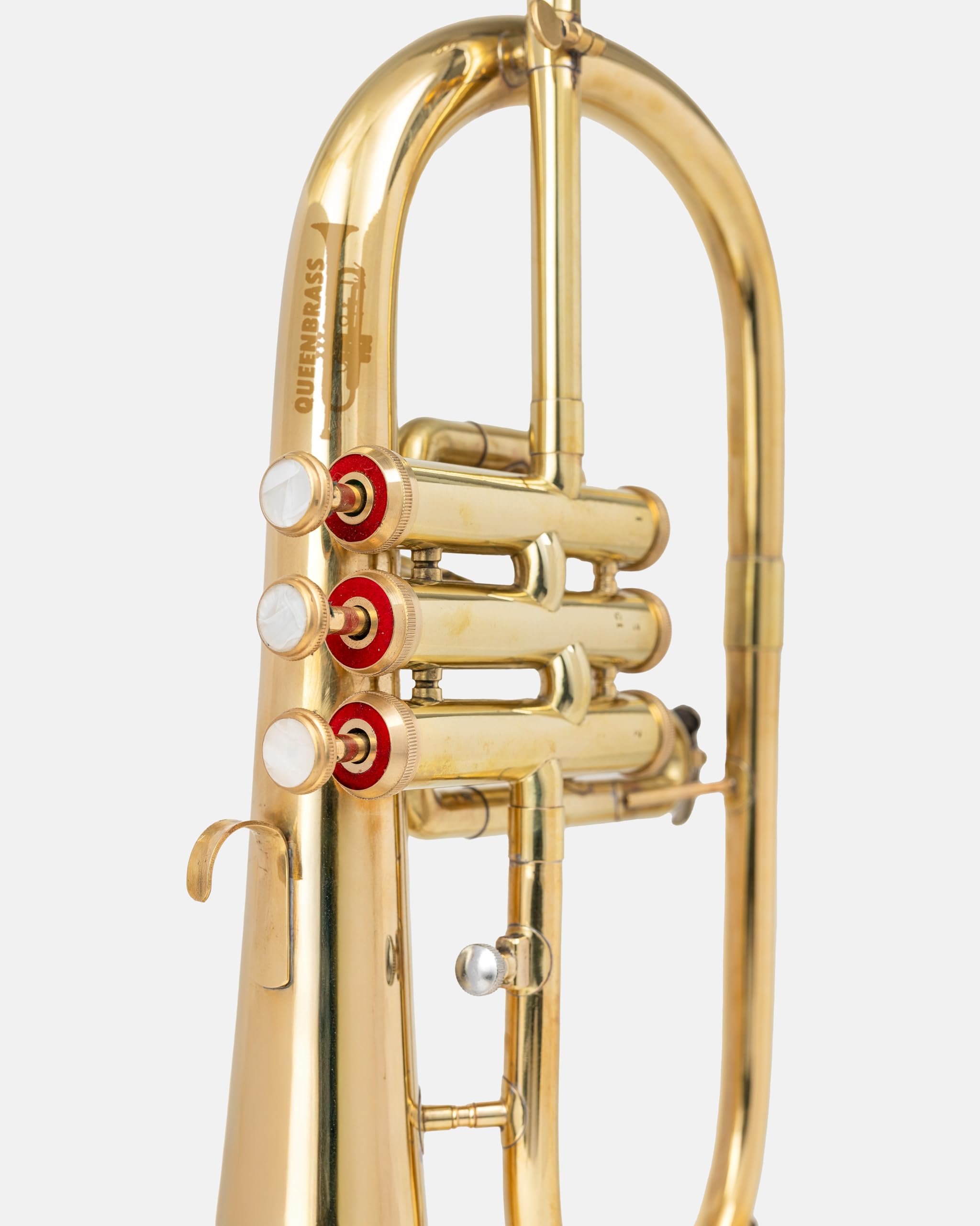 QUEENBRASS Flugelhorn in Bb Pitch – 3-Valve Brass Wind Instrument with Mouthpiece & Case | Classic Brass Finish for Students & Beginners, Gold-image-1