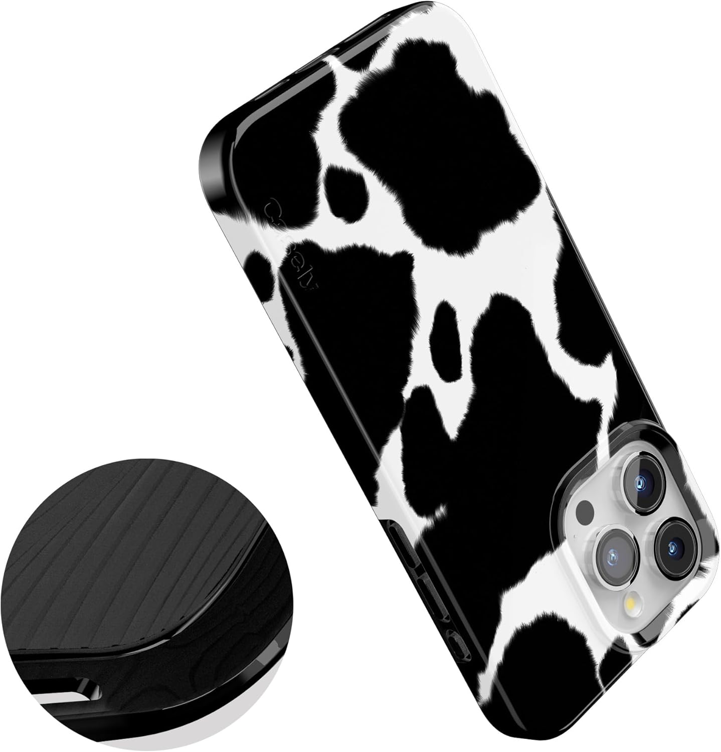 Casely iPhone 15 Pro Case | Current Mood | Cow Print | Compatible with MagSafe | Classic Ultra Slim Design