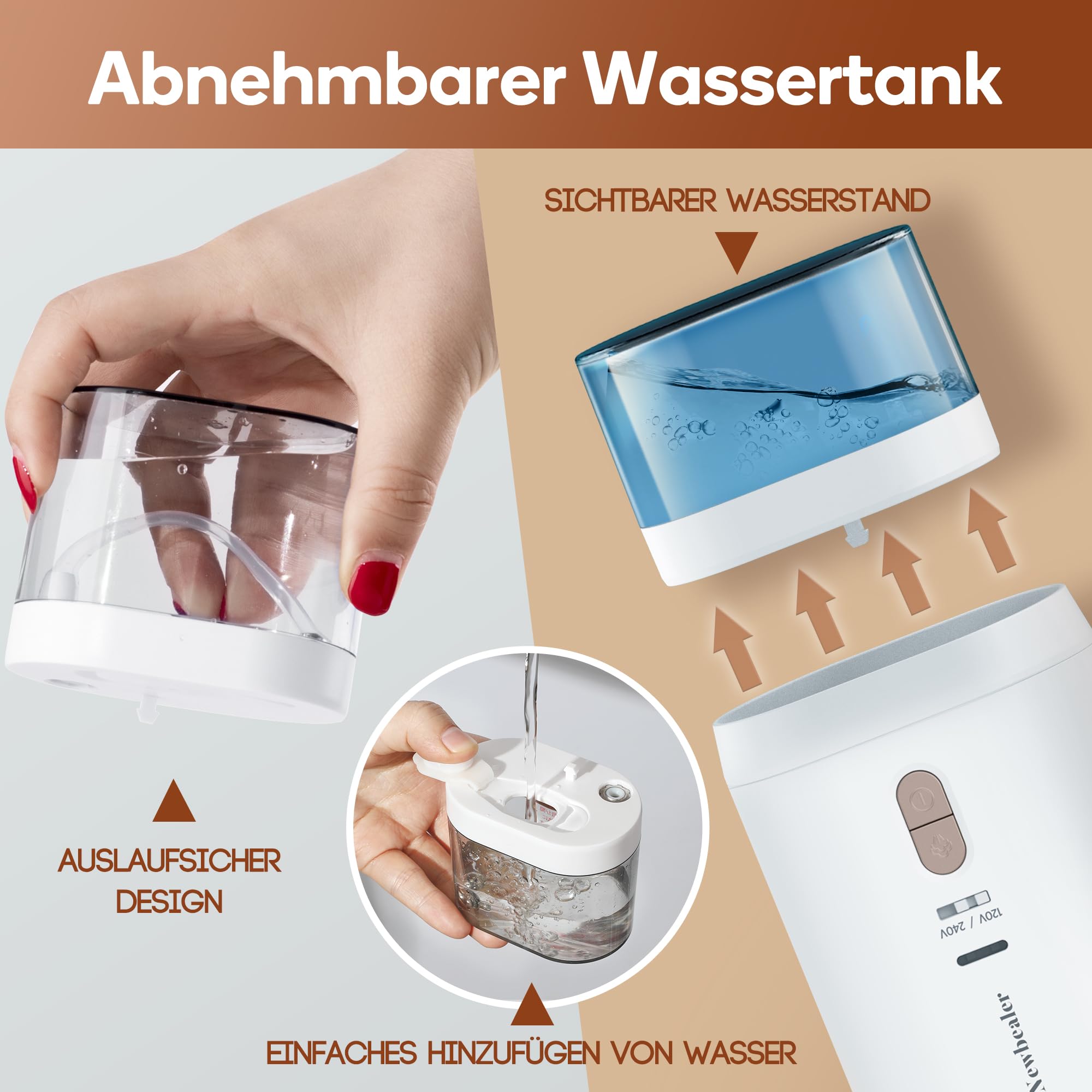 Newbealer Steamer Reise Dampfglätter, 2-in-1 Reisebügeleisen mit umschaltbarer Spannung - 220V/120V, 20s Schnelles Aufheizen, 1200W Klein & Leicht Dampfglätter für Globale Reise und Urlaub, Weiß