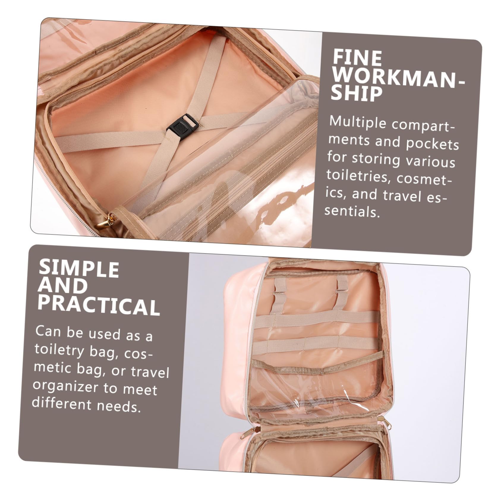 Borsa da Viaggio per Cosmetici Organizer Cubo Borsa da Viaggio per Articoli da Toeletta Appesa in Similpelle Pu Numerose Tasche e Scomparti Design Multifunzionale Facile Trasporto