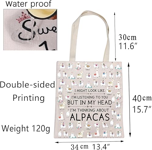 Miniatura 3 de CMNIM Bolsa de mano de alpaca, regalos divertidos de alpaca para amantes de la alpaca, llama, alpaca, hombro, compras, playa, bolsa reutilizable