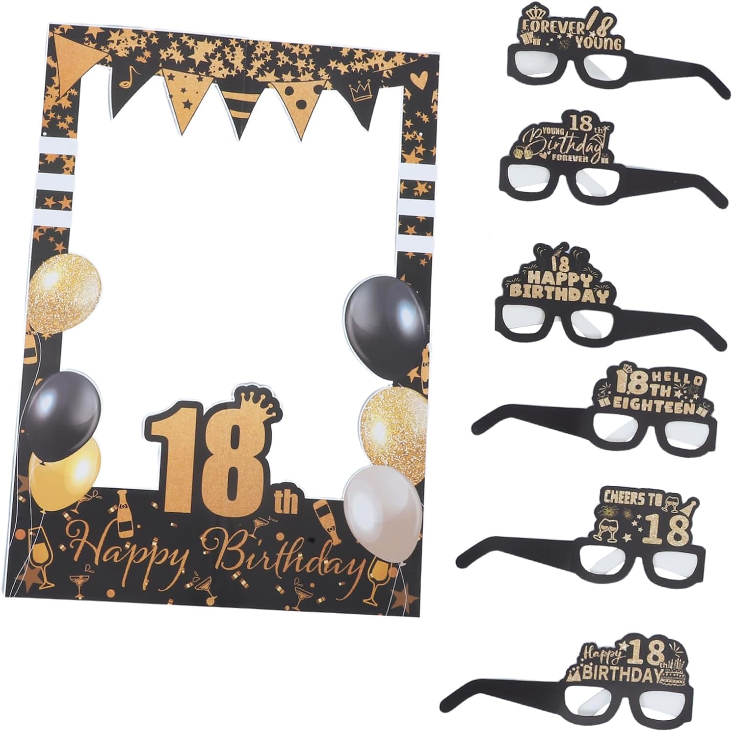 Unomor 1set Birthday Photo Booth Props for Party Decorations Fun Birthday Photo Accessories for Men Women