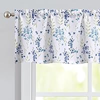 Vista 13 de Cortinas de cocina con estampado floral azul de 24 pulgadas de largo, cortinas de café de acuarela para cocina, tratamiento de ventana de baño