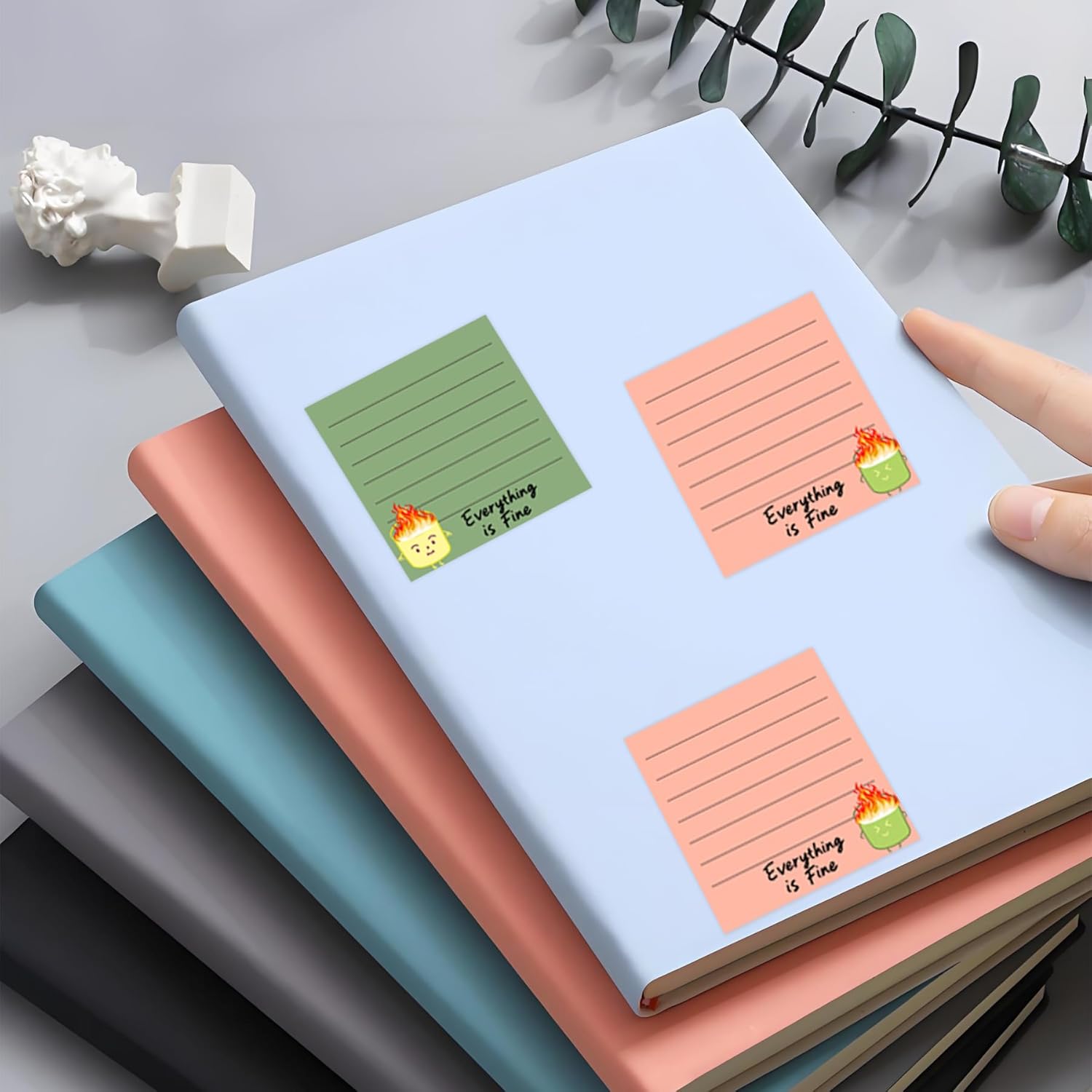 6 Set Dumpster Fire Sticky Notes 2.95 x 2.95 Inch It's Fine I'm Fine Everything is Fine Notes Funny Office Gifts for Coworker Boss Teacher Women Men Adult 300 Sheet - Image 3
