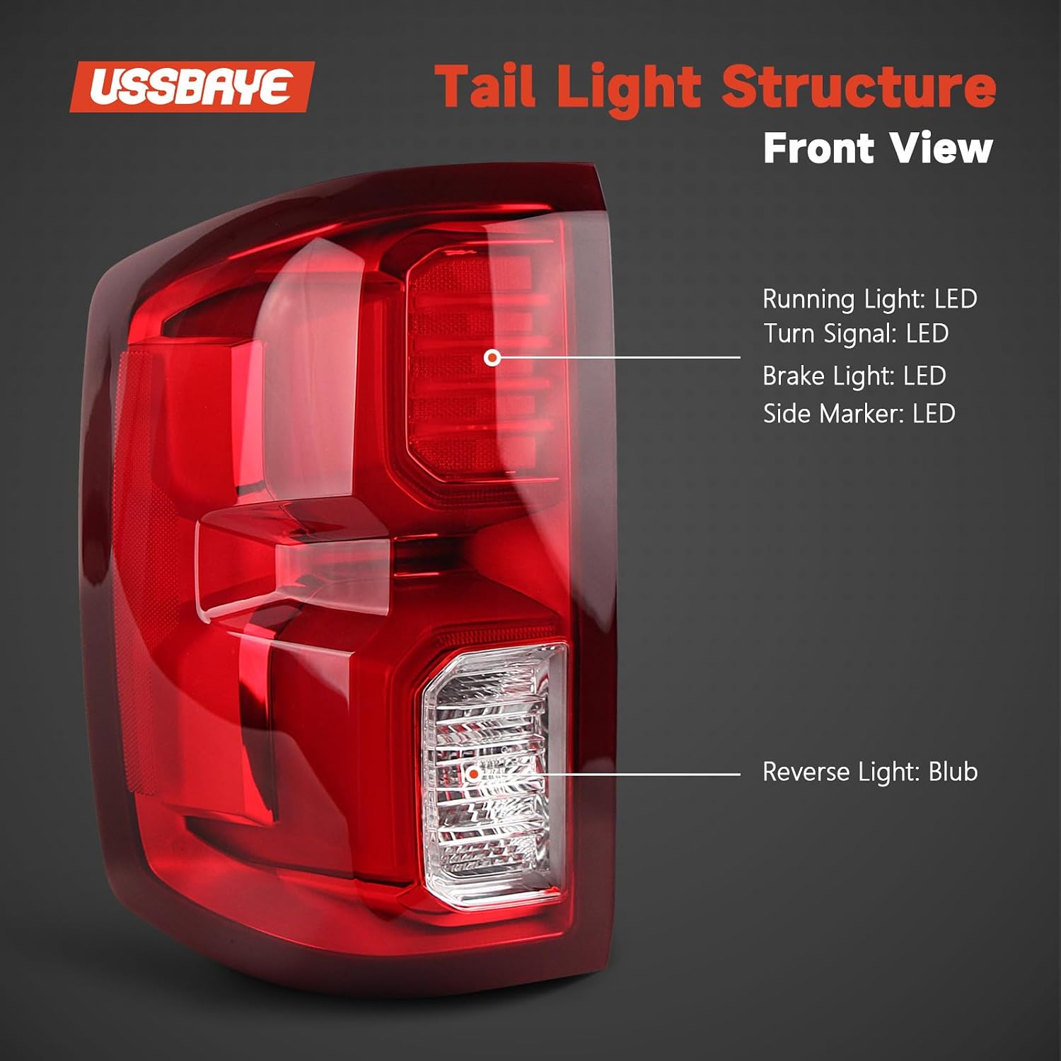 Led Tail Light Compatible with 2016 2017 2018 Chevy Silverado 1500 LTZ/High Country TaillightsTail Light Assembly with Harness GM2800294 84288718 （ Left Driver Side ）