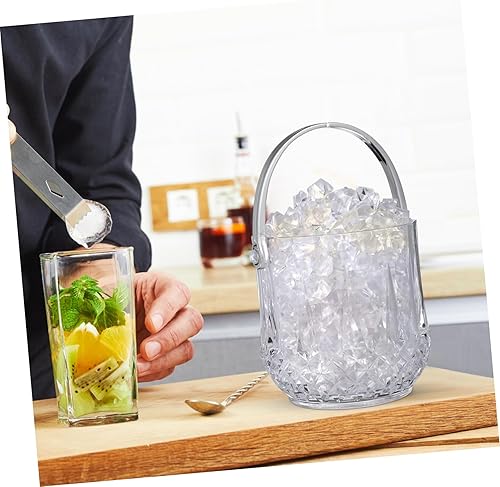 Miniatura 5 de DOITOOL Cubo de hielo transparente de plástico con pinza para bebidas, pequeño cubo de hielo para bar de cóctel y fiesta, cubo transparente con asa