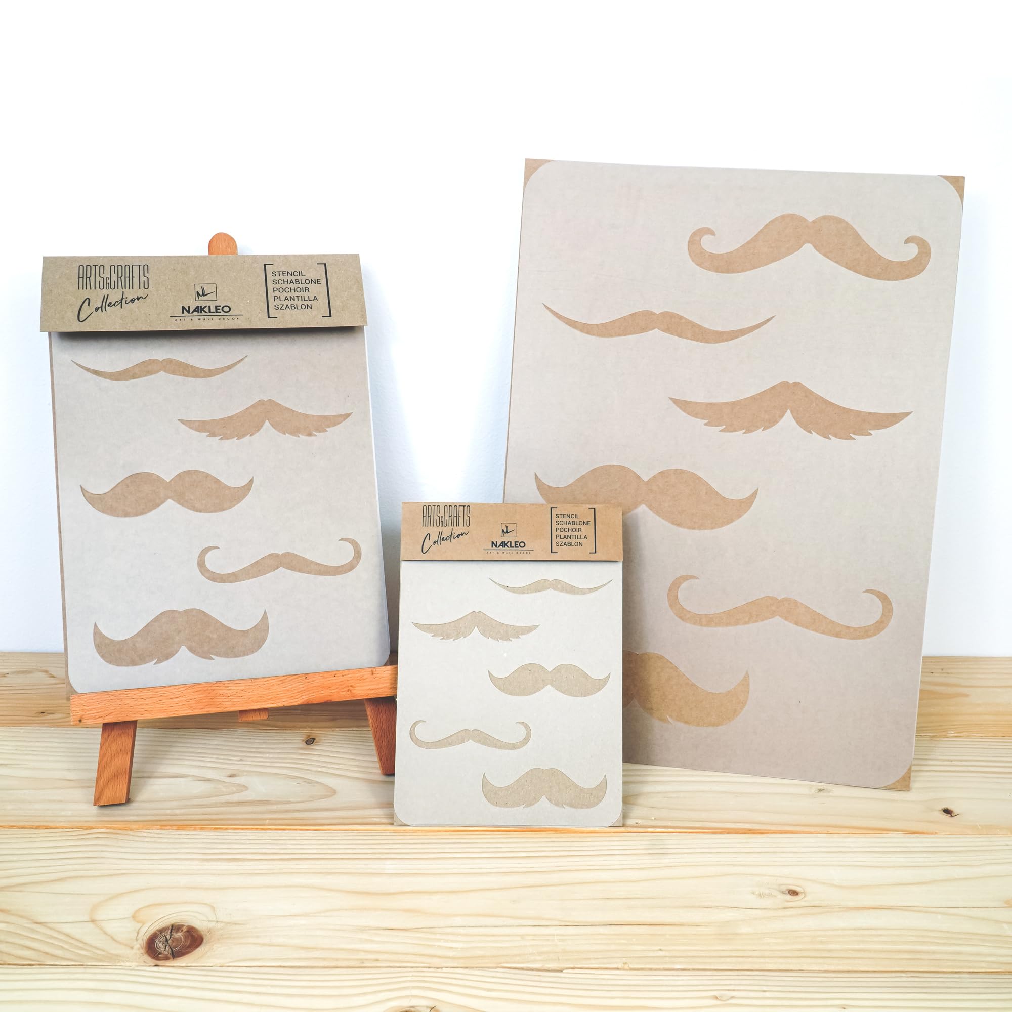 NAKLEO Pochoir pour Peinture Artisanat A3 30x42cm, Modèle en Plastique, Réutilisable, Moustache Élégance Coiffeur Ensemble, DIY Bricolage Scrapbooking Décoration a Peindre, Mur Sol Bois Tissu Meuble