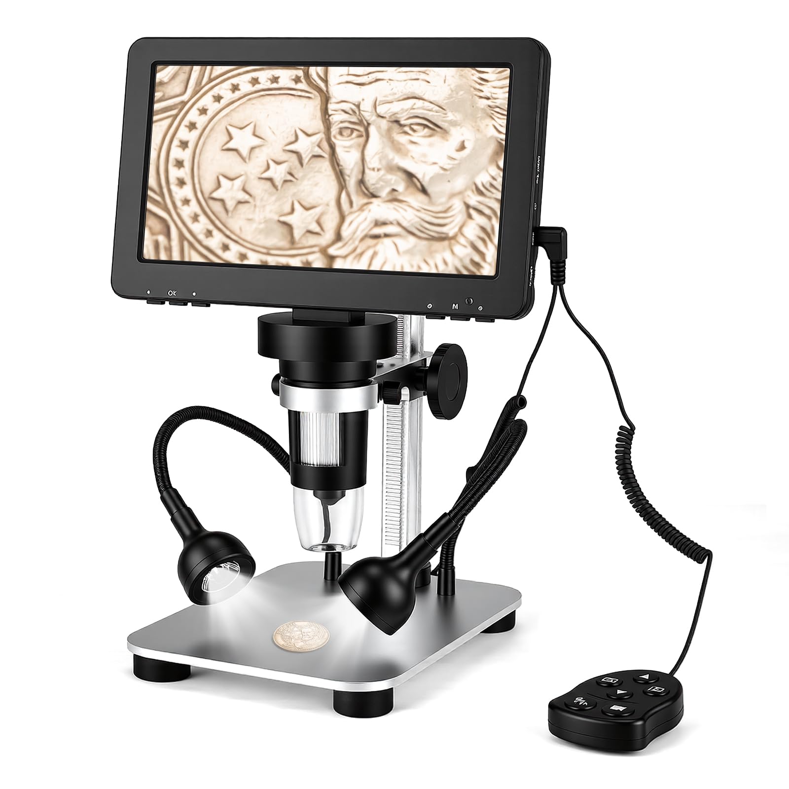 Microscopio Digitale Elettronico Portatile da 7 Pollici 1080P · USB 1200x · Adatto a Tutte le Età · Compatibile con Windows/macOS · per Monete e Kit Biologico
