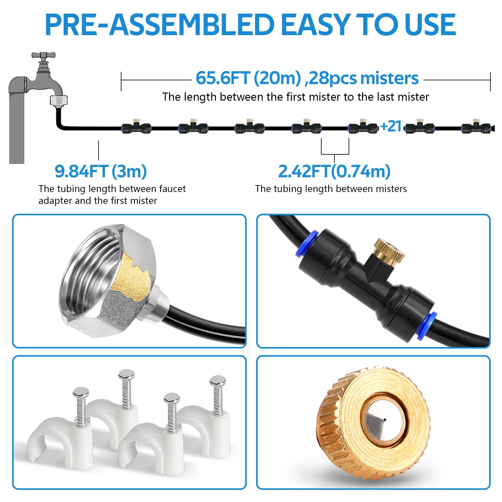 homenote Misting Cooling System, 75FT Pre-Assembled Mister Kit — Amazon image 2