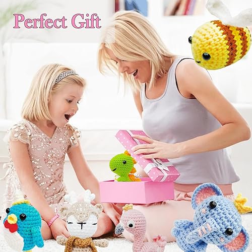 Miniatura 4 de Fofvccv Kit de ganchillo de 6 piezas para principiantes, manualidades para adultos y niños, kits de animales de ganchillo con tutoriales en video