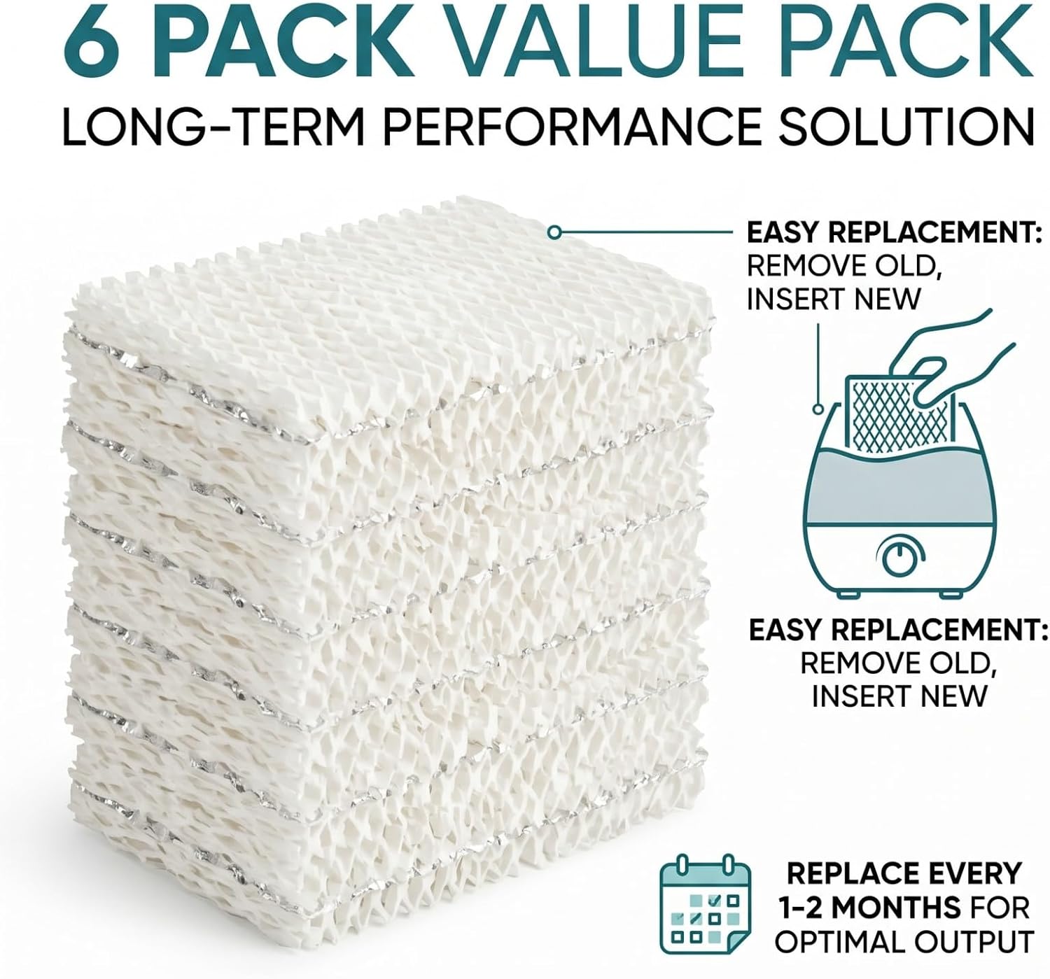 6pcs WF813 Humidifier Filter Replacement for EQWF813 RCM-832/832N PCWF813