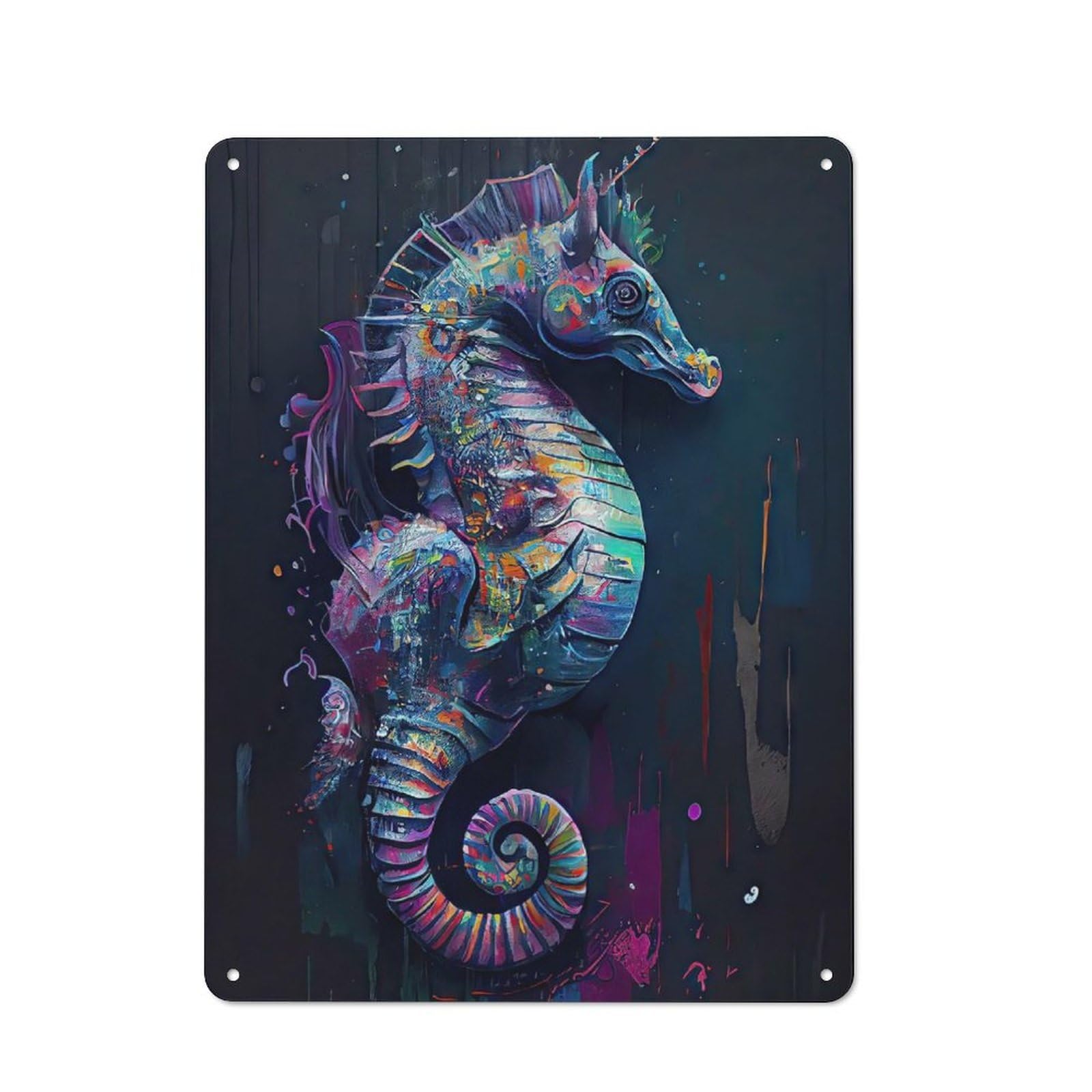 Junmoney The Vibrant Seahorse For Hobby Room Or Studio, Retro-Style Tin Sign 40X30cm, For Room Styling Across Hobby Rooms And Studios