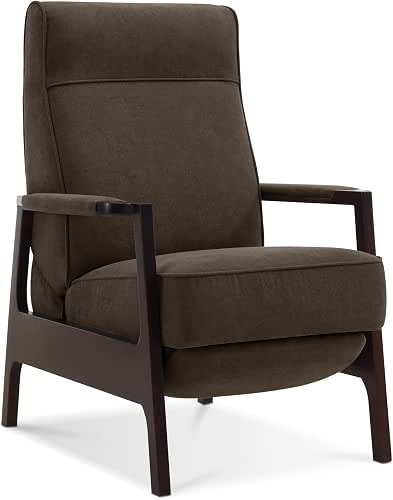 MCombo Pushback Recliner Chair with Wooden Armrests, Upholstered Single Sofa