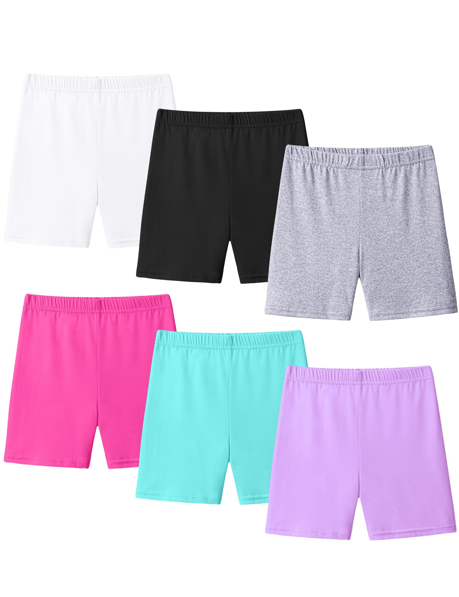 KEREDA Radlerhose Kinder Mädchen Kurze Hose Shorts Leggings 6er-Pack | Sommer Sporthosen,Leichte Turnhose,Luftige Sommerhose,Geeignet Für Teenager,Passend 2-10 Jahre,Bequeme Hosen