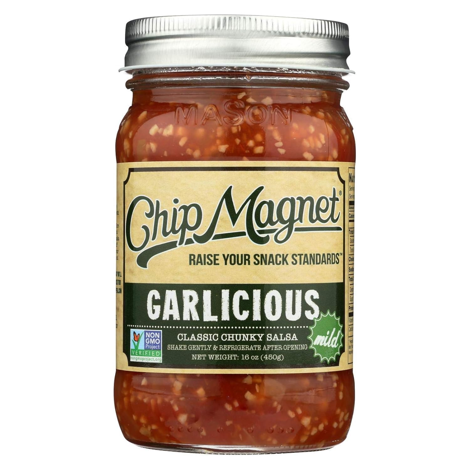 Chip Magnet Salsa - Garlicious - Classic Chunky Salsa - Mild - Case Of 4-16 Oz Jars