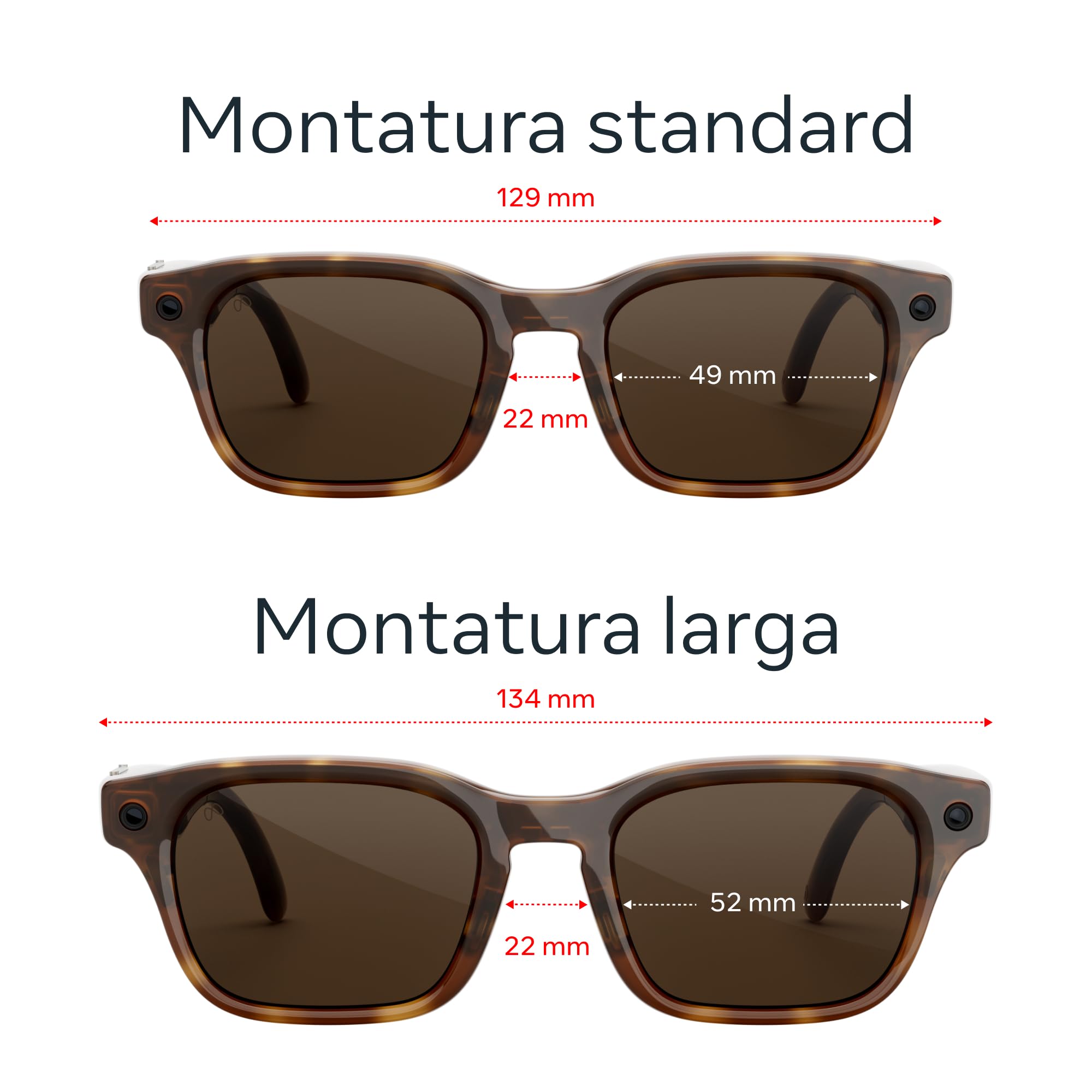 Meta Adventurer Large Tartarugato classico | AI glasses unisex, Fotocamera da 12 MP, Traduzione in tempo reale — Risoluzione 3K HD — Oltre 8 ore di autonomia — Varie misure — Lenti marroni