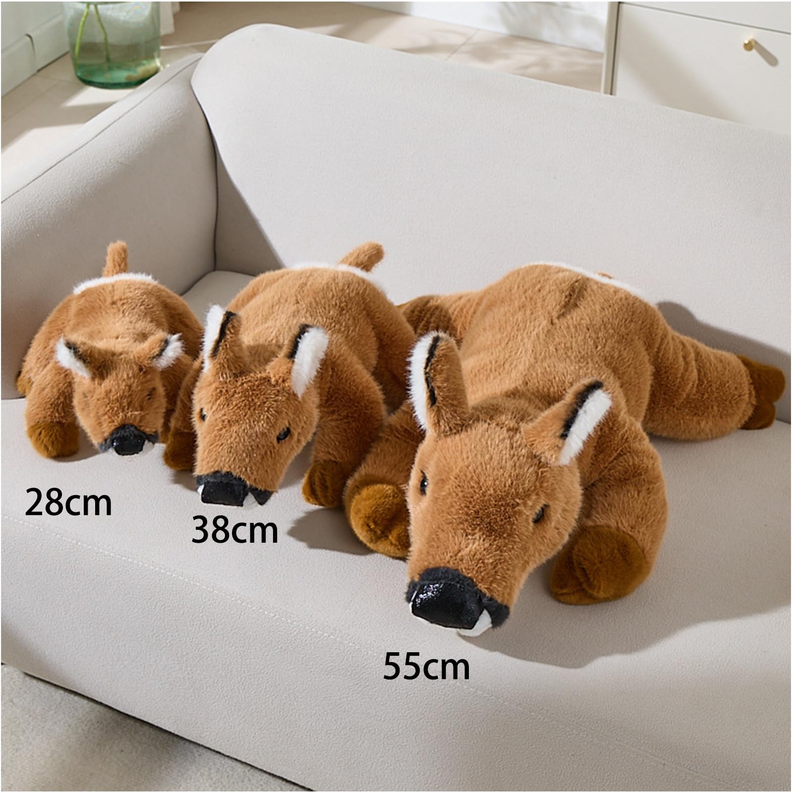 Hirsche Kuscheltier, 28/38/55cm Hirsch Plüschtier, Stofftier Plüsch Puppe Plüschtiere, Geschenk für Jungen Mädchen (55CM)