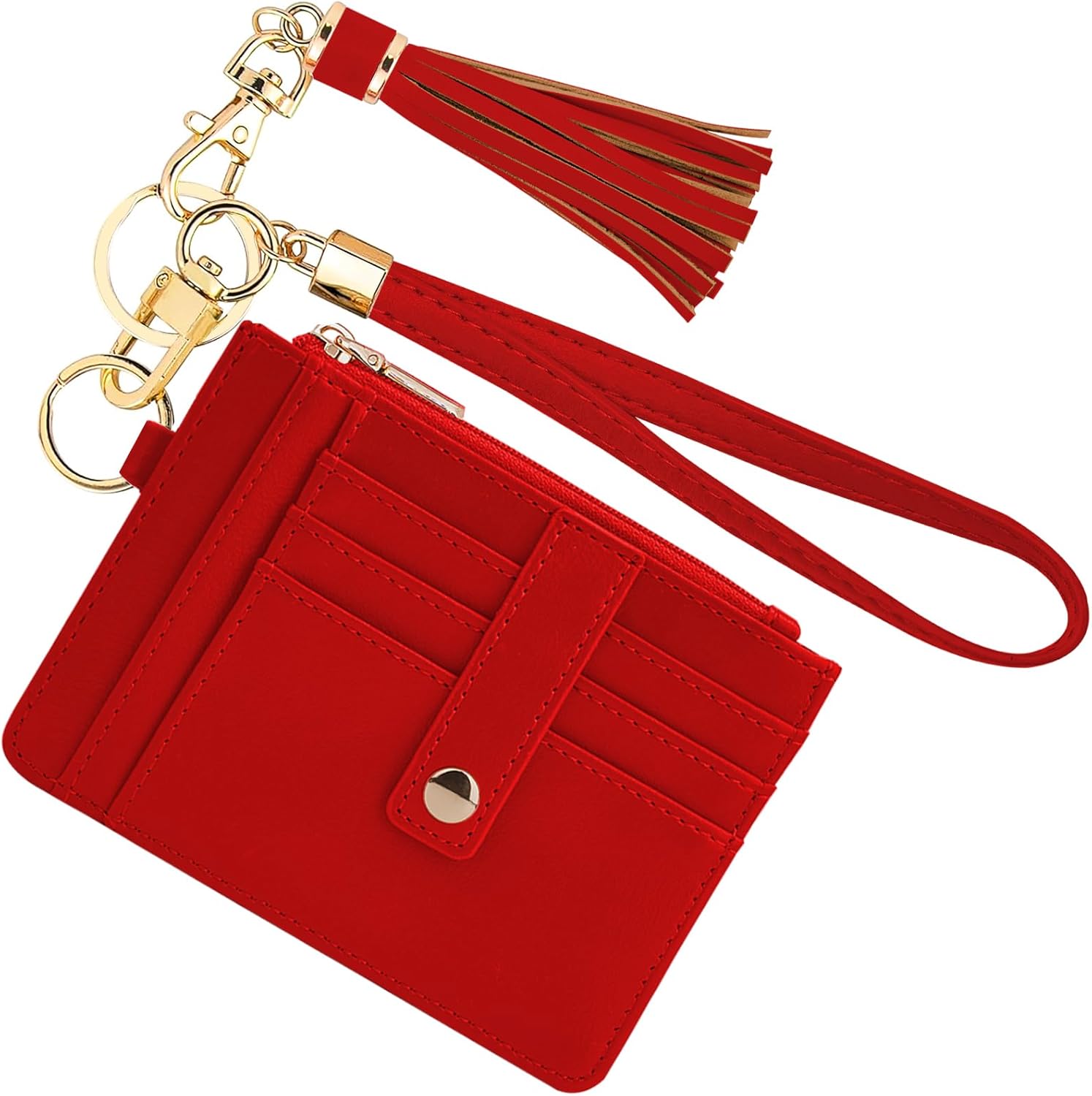 KNGITRYI Small Wristlet Wallets for Women RFID Credit Card Holder Wallet Keychain Wristlet Wallet Credit Card Wallets for Women (Red)