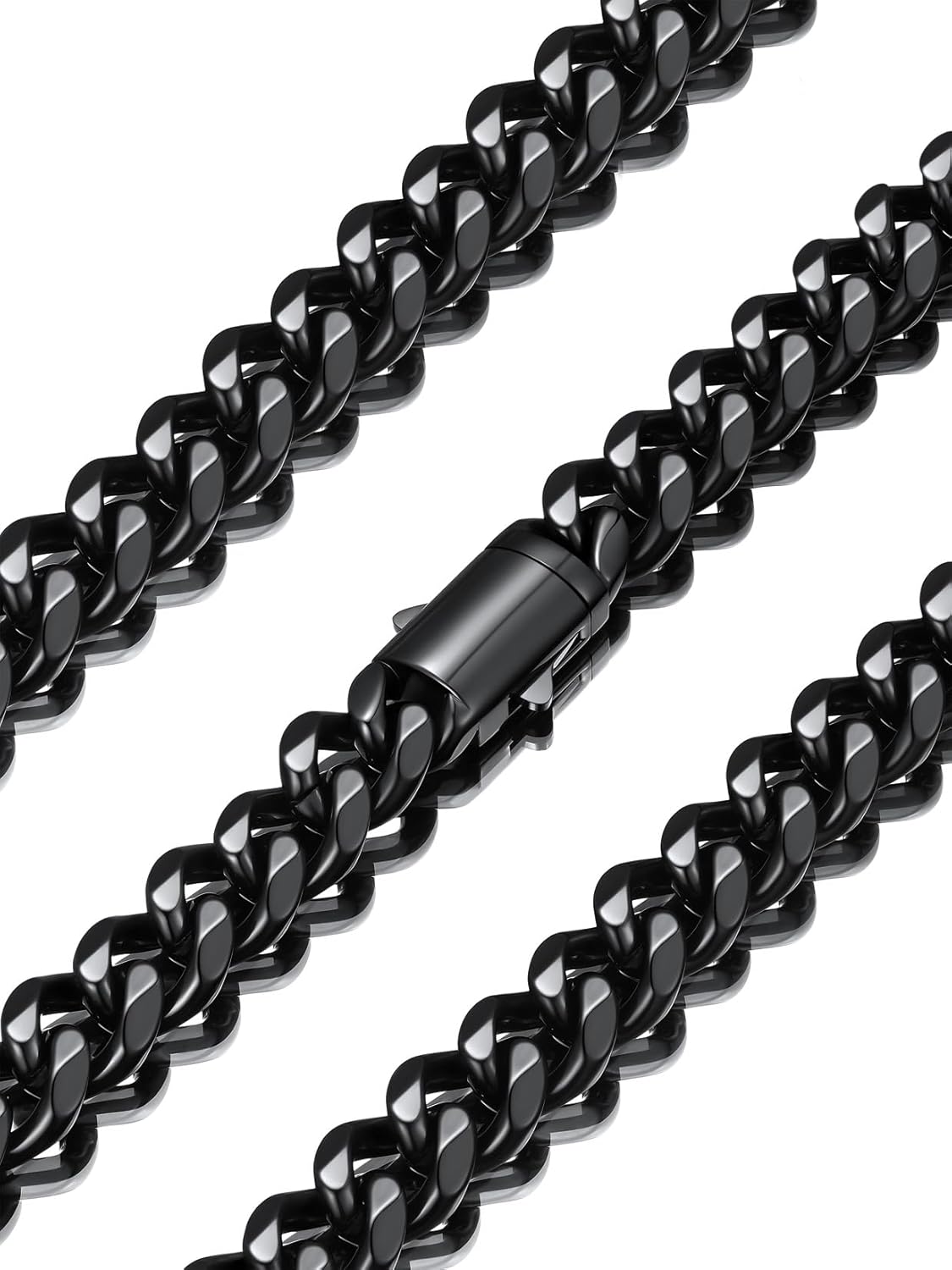 U7 Cuban Link Chain Necklace for Men, Stainless Steel/Black/Gold Mens Necklaces, Chunky Curb Chain Necklace in 6/9/12mm Width 18-30 Inches, Thick Choker Jewelry with Box Packed
