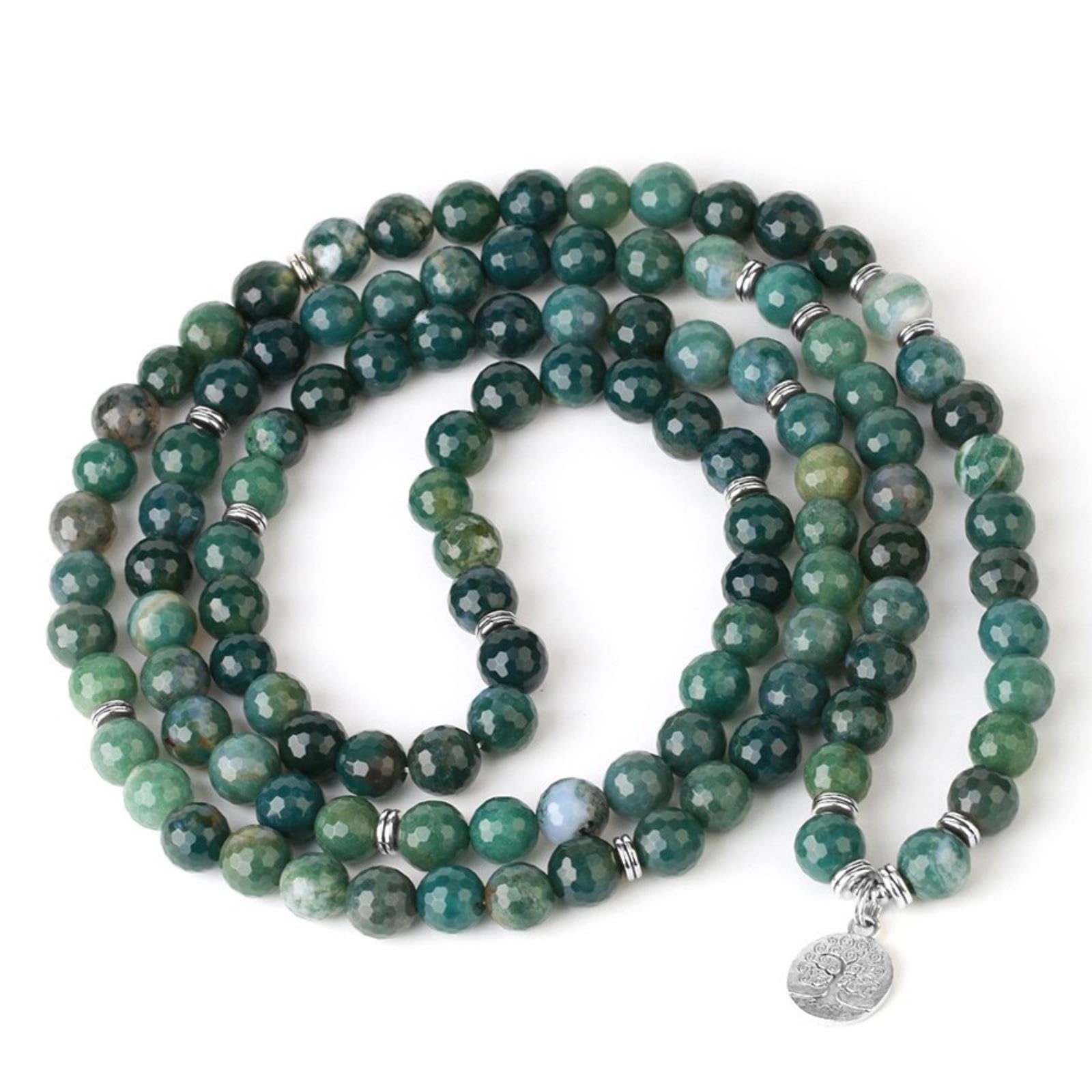 Bracciale Con Ciondoli Albero Della Vita 10 Mm Agata Muschiata Sfaccettata Braccialetti Avvolgenti In Pietra Naturale Per Gioielli Da Donna Multi Fili