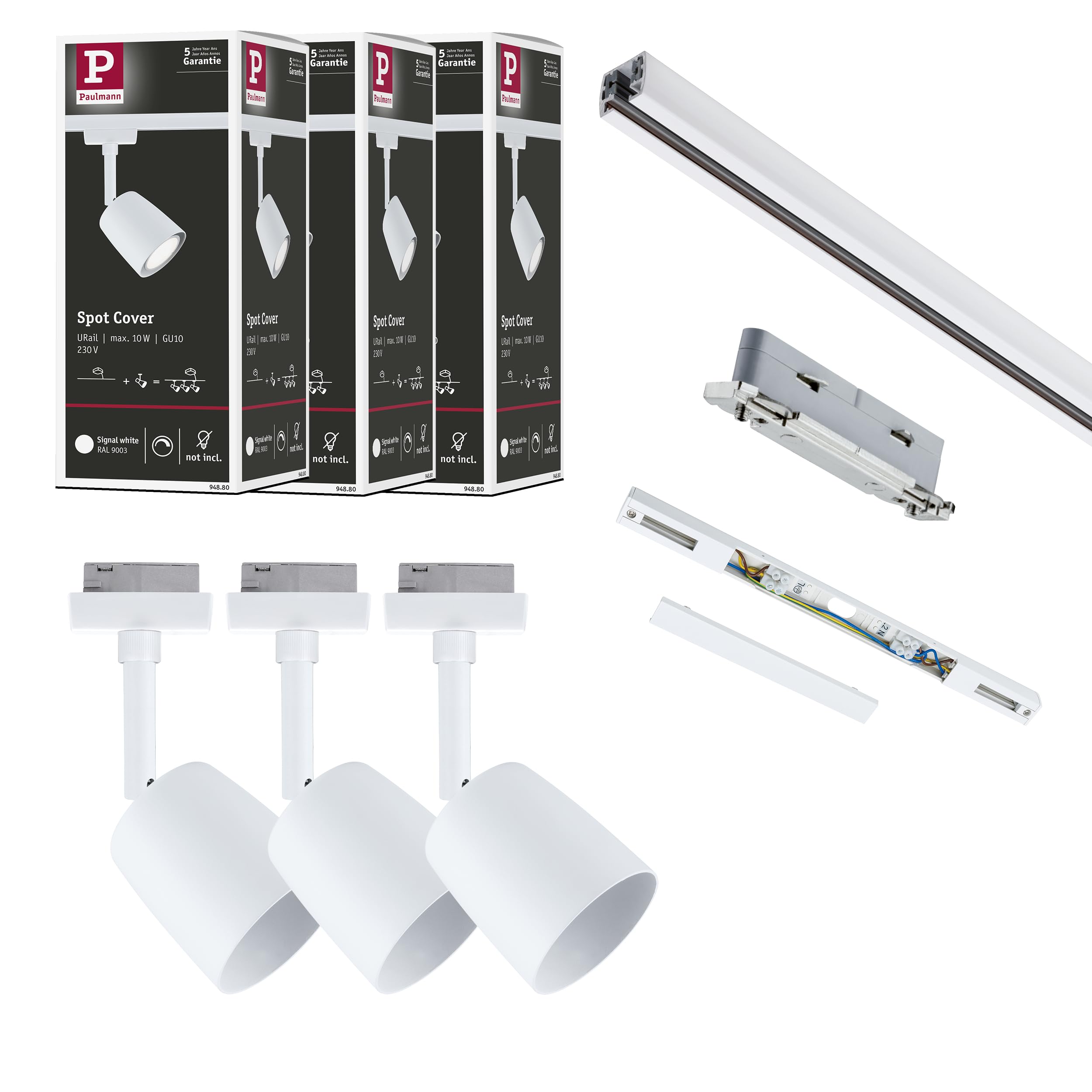 Paulmann 5246 URail Spot sur rail Cover kit de démarrage GU10 max. 10W dimmable 230V blanc signal