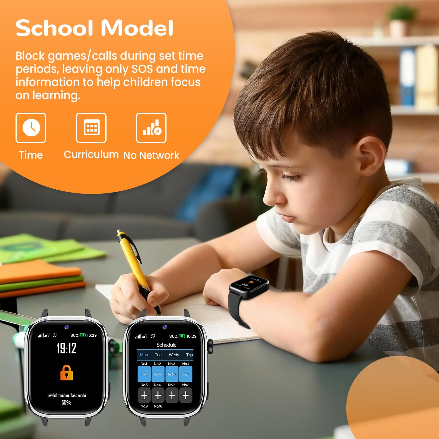 RUXINGX Montre Connectée Enfant avec GPS et Telephone Smartwatch 4G (Noir) | Appel Vidéo, Appel, SOS, Mode Classe, Podomètre, Appareil Photo, IP68 Étanche, Cadeau pour Garçons Filles