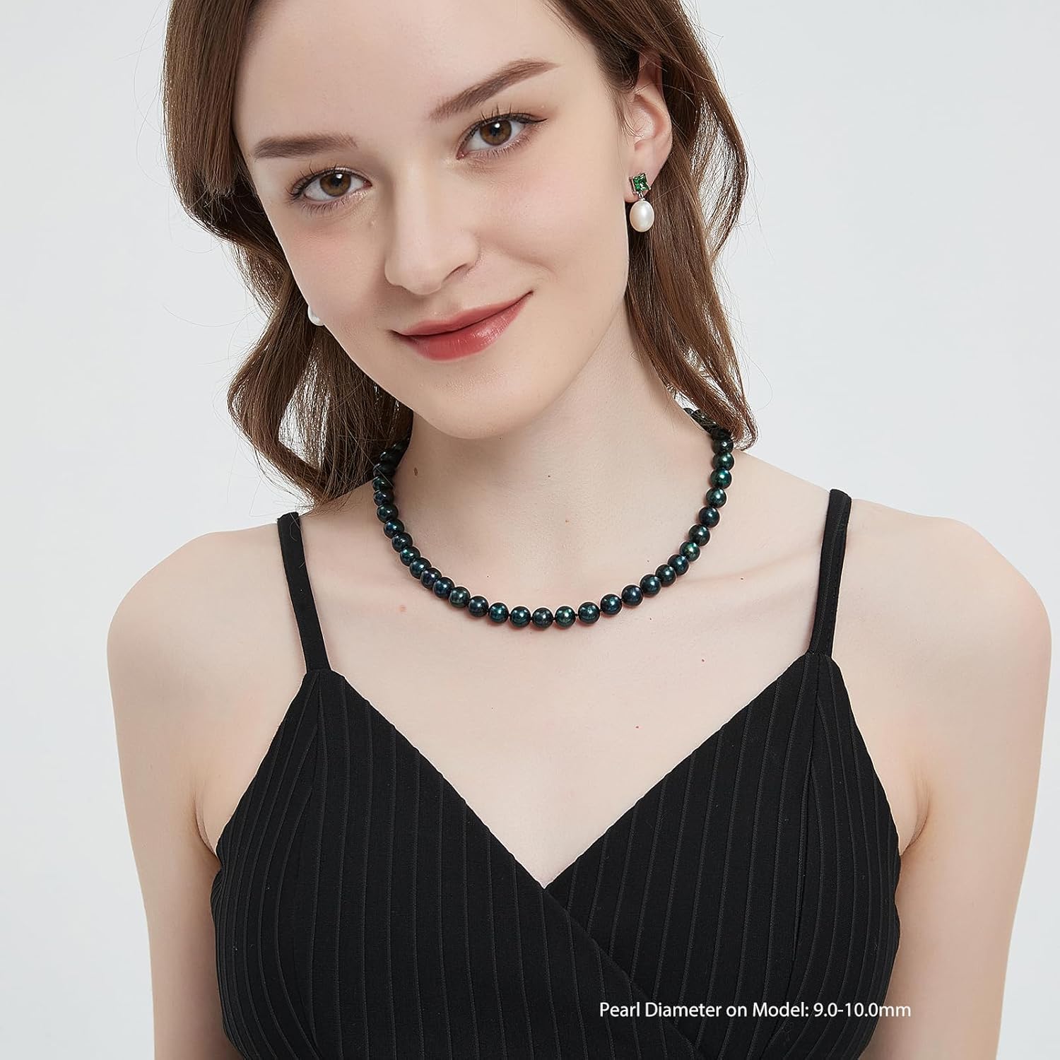 YAMI Tahitian Black Pearl Necklace, Natural Saltwater Cultured Near-Round Pearl Strand with 925 Sterling Silver Clasp, Adjustable Length 18+2IN, Luxury Jewelry Gift for Women, Mother, Wife - Image 4