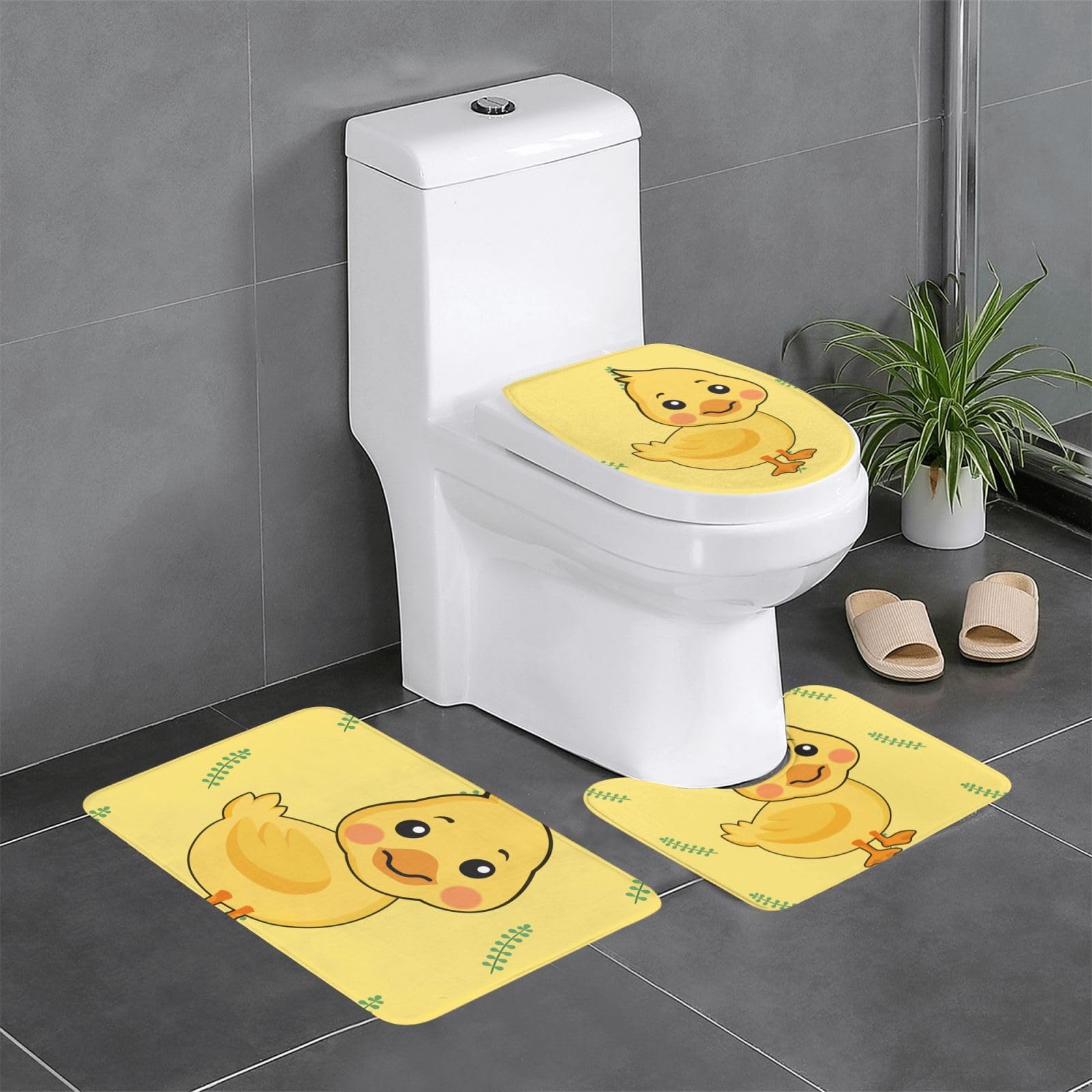 Ensemble tapis de bain antidérapant dessin animé pour le confort des enfants aux toilettes