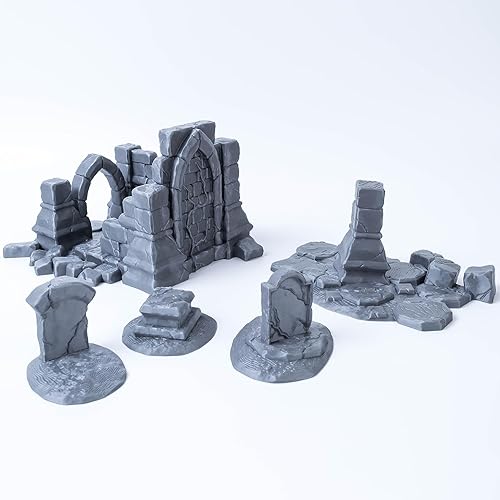 Miniatura 2 de Juego de cementerio de iglesia en ruinas, terreno de mesa perfecto para mazmorras y dragones, juegos de guerra y juegos de rol en miniatura, escala