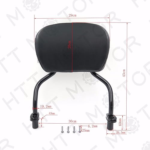 Miniatura 2 de HTTMT MT501-007+P - Respaldo desmontable para barra Sissy compatible con Harley Davidson FLRT Freewheeler 2015-2020