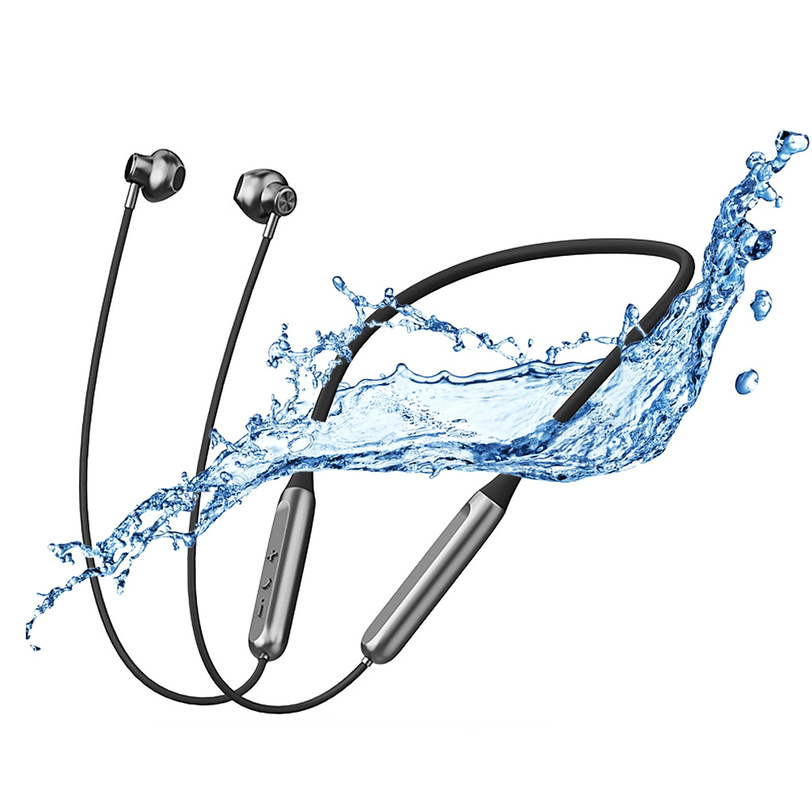 MOCANIO Magnetic Neckband Headphones Semi-in-Ear IPX5 Waterproof Around The Neck Headphones 8H Playtime Bluetooth V5.3 Wireless Earbuds 27g