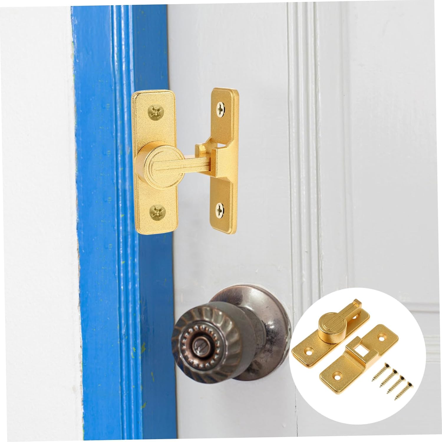 Safety Zinc Alloy Right Angle Barn Gate Door Lock Latch with Adhesive Mount Self-Adhesive Bolt for Indoor Security Anti-pry Baffle Design for Family Protection