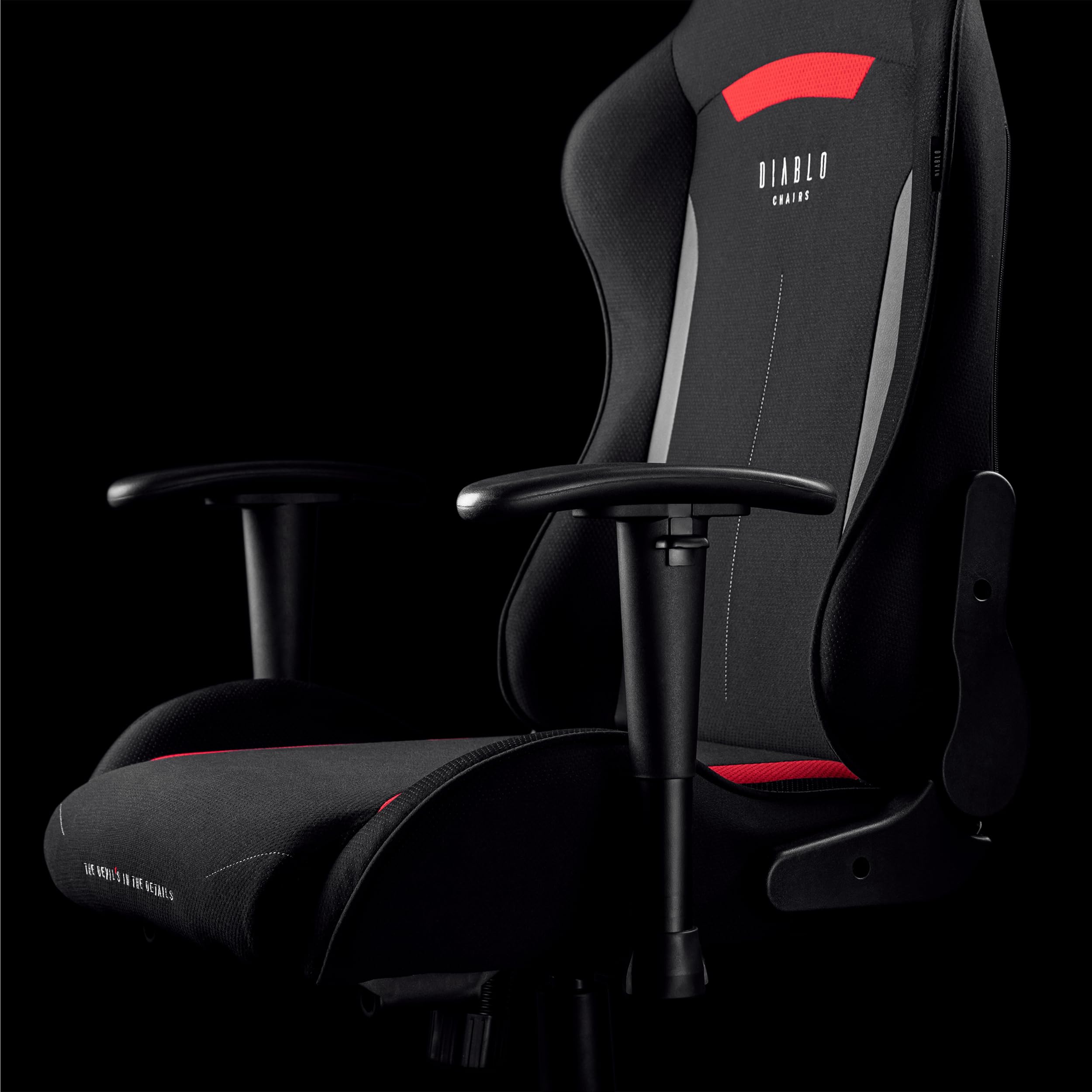 DIABLO Sedia da Gaming X-Starter | Sedia Gaming Ergonomica in Tessuto, Braccioli Regolabili, Meccanismo di Inclinazione | Sedia per PC, Gaming Chair, Poltrona da Ufficio | Nero
