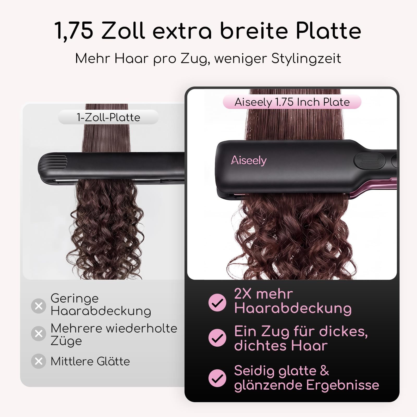 AISEELY Breites Keramik Glätteisen 45mm mit Infrarot & Ionen, Haarglätter